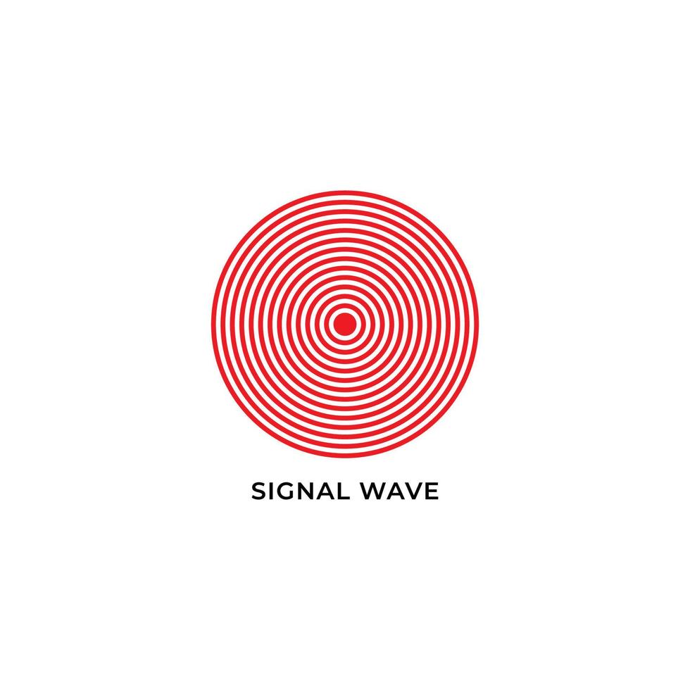 ilustração em vetor de propagação de onda isolada no fundo branco. modelo de design de ícone de logotipo. tema de cor vermelha