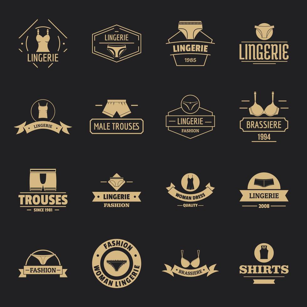 conjunto de ícones de logotipo de roupas íntimas, estilo simples vetor