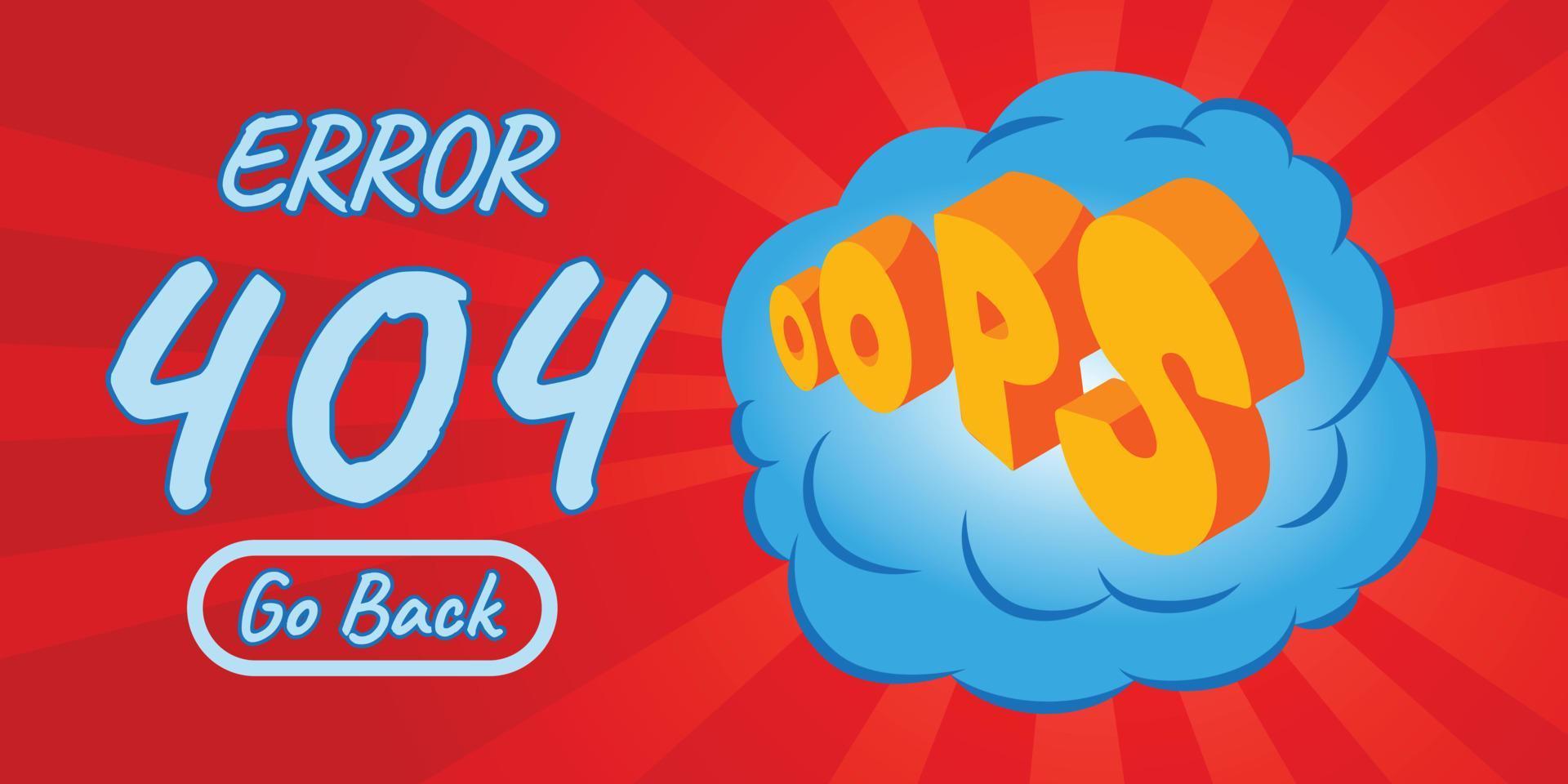 banner de conceito de erro 404, estilo isométrico de quadrinhos vetor