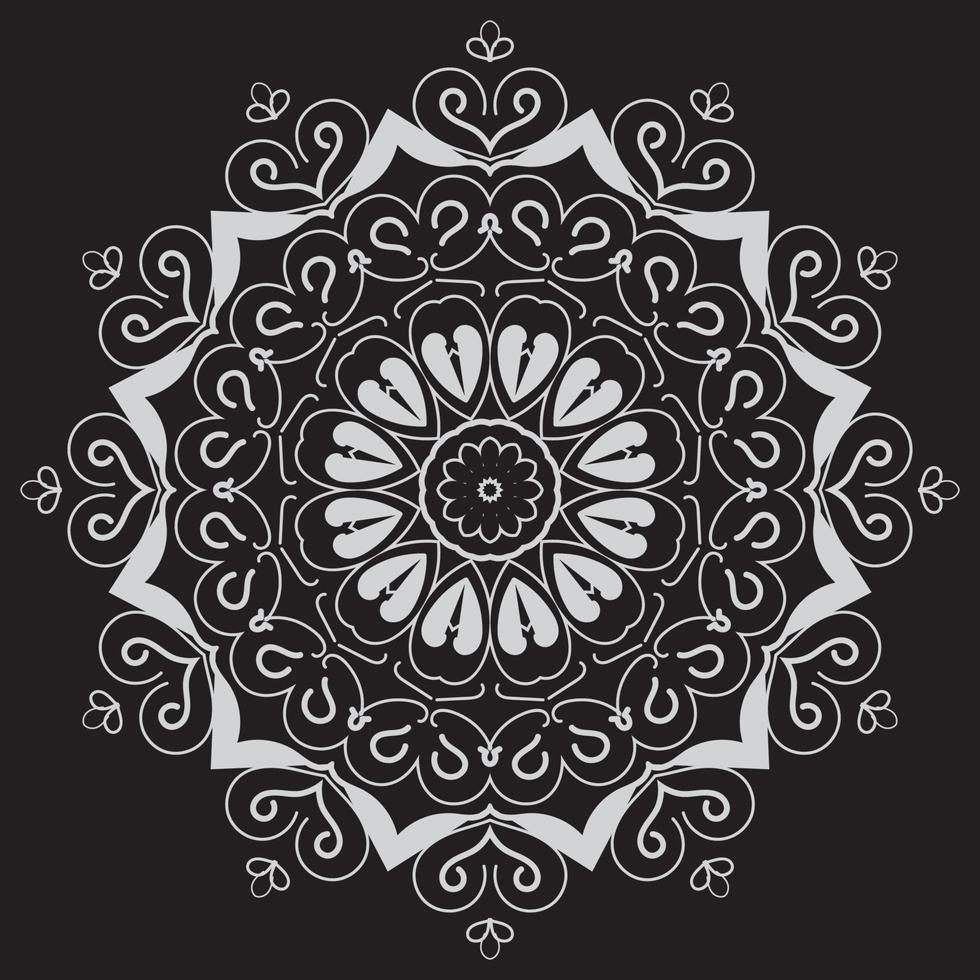 ornamento de mandala, contorno, doodle, desenhados à mão, ilustração. estilo de tatuagem de henna vetorial, pode ser usado para têxteis, livros para colorir, impressão de capa de telefone, cartões de felicitações vetor