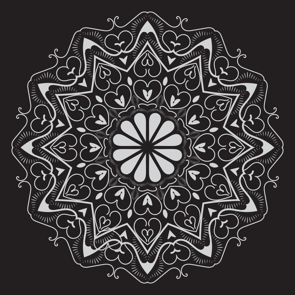 ornamento de mandala, contorno, doodle, desenhados à mão, ilustração. estilo de tatuagem de henna vetorial, pode ser usado para têxteis, livros para colorir, impressão de capa de telefone, cartões de felicitações vetor