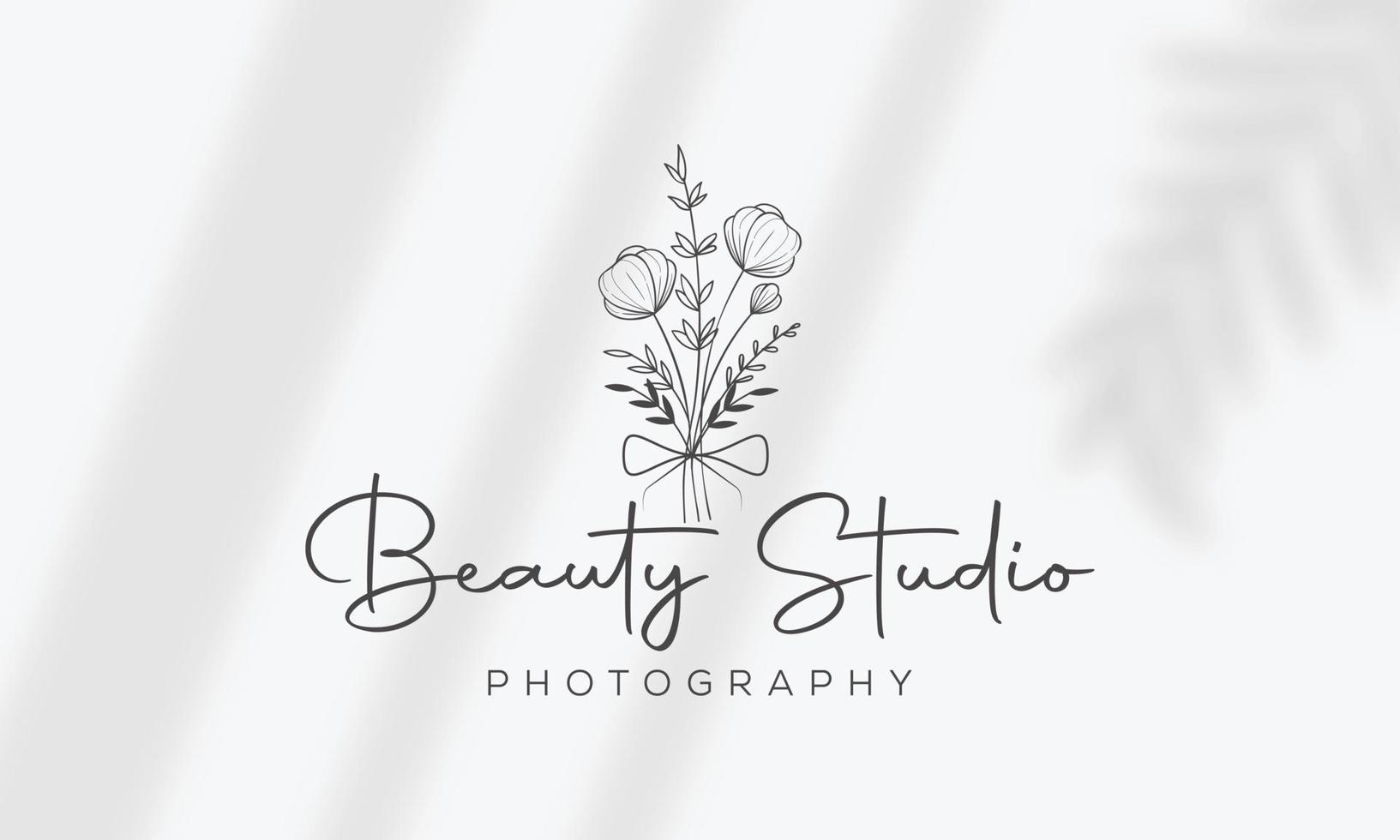 elemento floral botânico logotipo desenhado à mão com flores silvestres e folhas. logotipo para spa e salão de beleza, boutique, loja orgânica, casamento, designer floral, interior, fotografia, cosmético. vetor