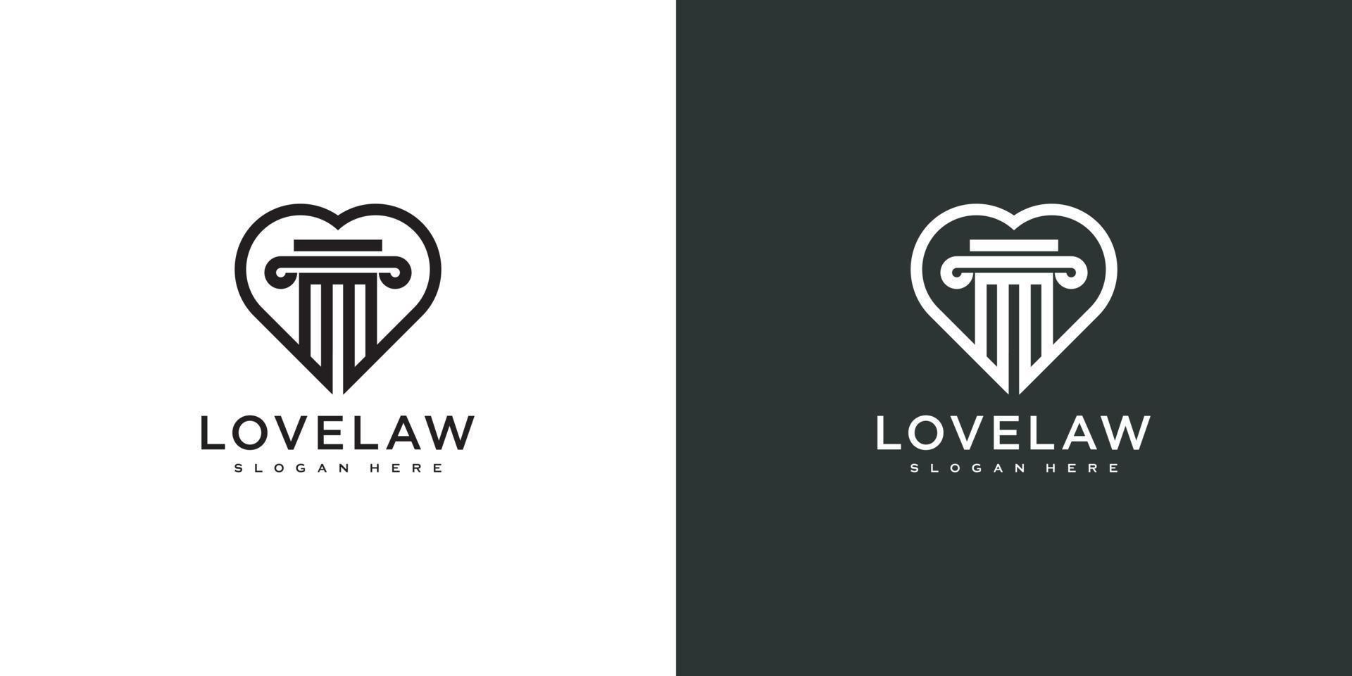 amor e design de vetor de logotipo de escritório de advocacia