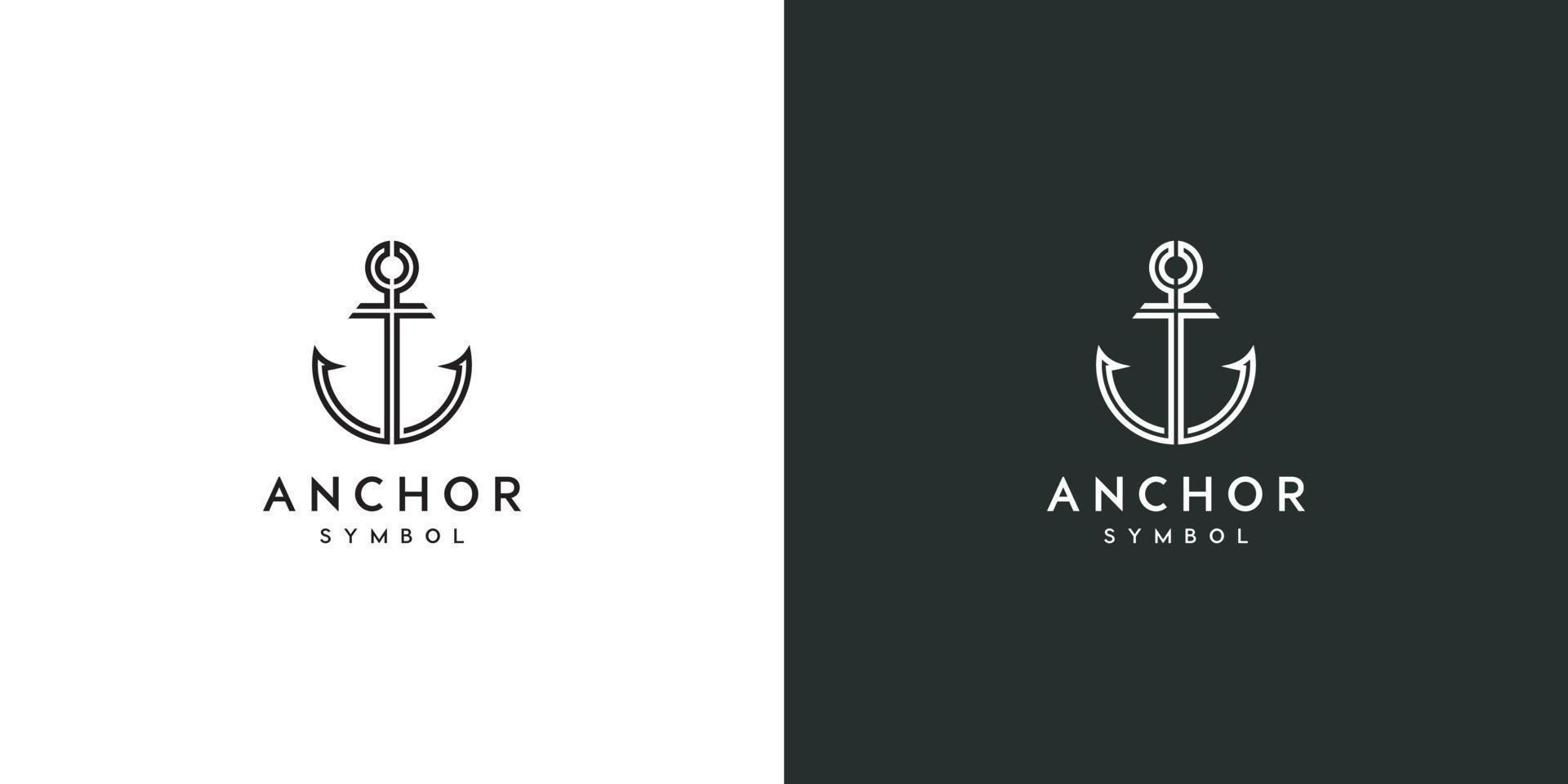 design de logotipo de selo marinho náutico âncora vetor