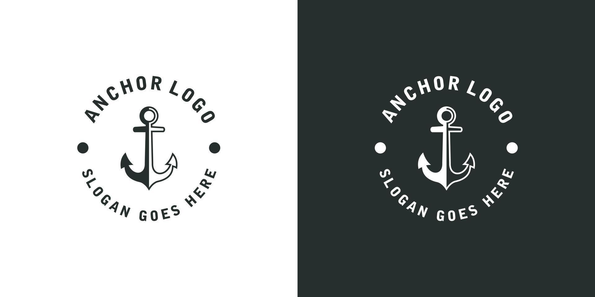 design de logotipo de selo de círculo marinho náutico âncora vetor