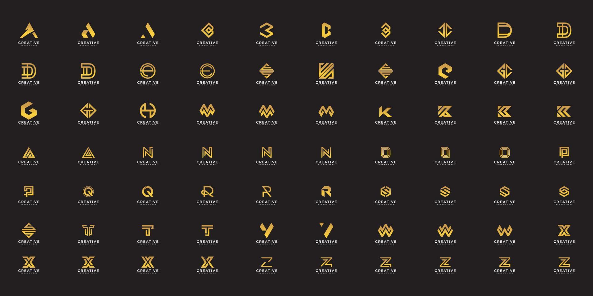 conjunto de design de logotipo az.monogram inicial abstrato vetor