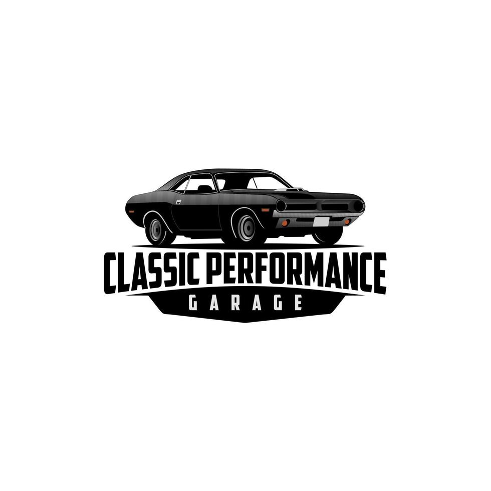 vetor de logotipo de garagem de desempenho clássico