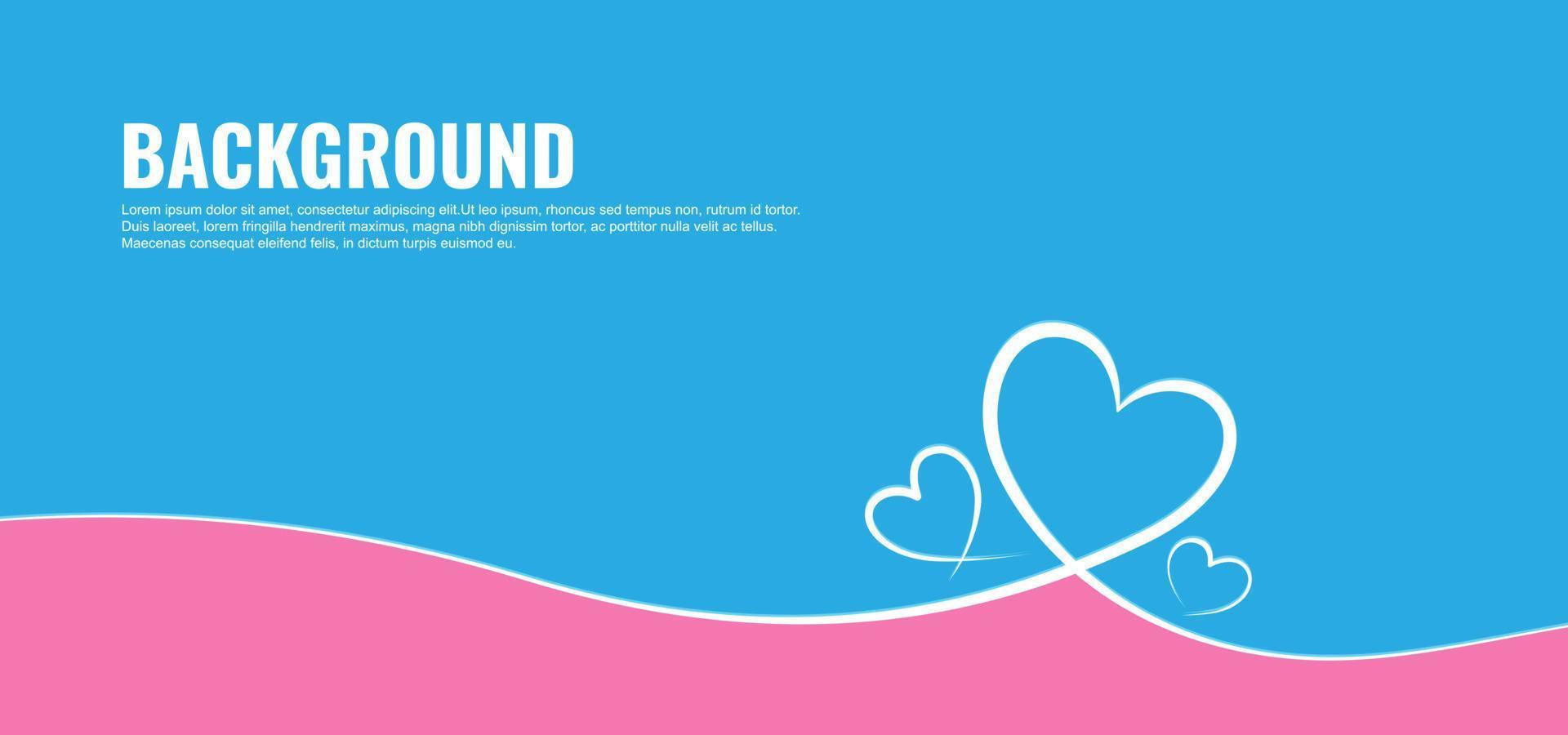 abstrato azul e rosa com linha em forma de coração. modelo de fundo vetorial para banner, pôster, cartão de amor e tema romântico vetor