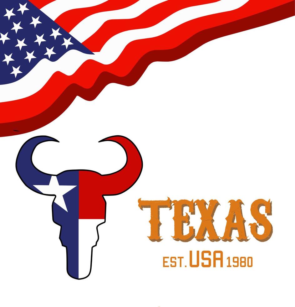 ilustração vetorial do ícone do texas, longhorn, bandeira dos eua, perfeito para plano de fundo, pôster, etc. vetor