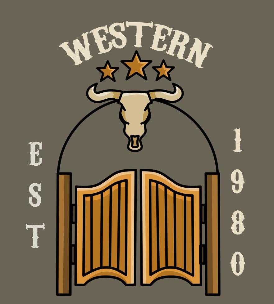 ilustração vetorial do velho western, crânio de longhorn perfeito para plano de fundo, pôster, etc. vetor