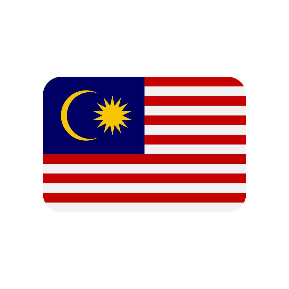 ícone de vetor de bandeira da malásia isolado no fundo branco