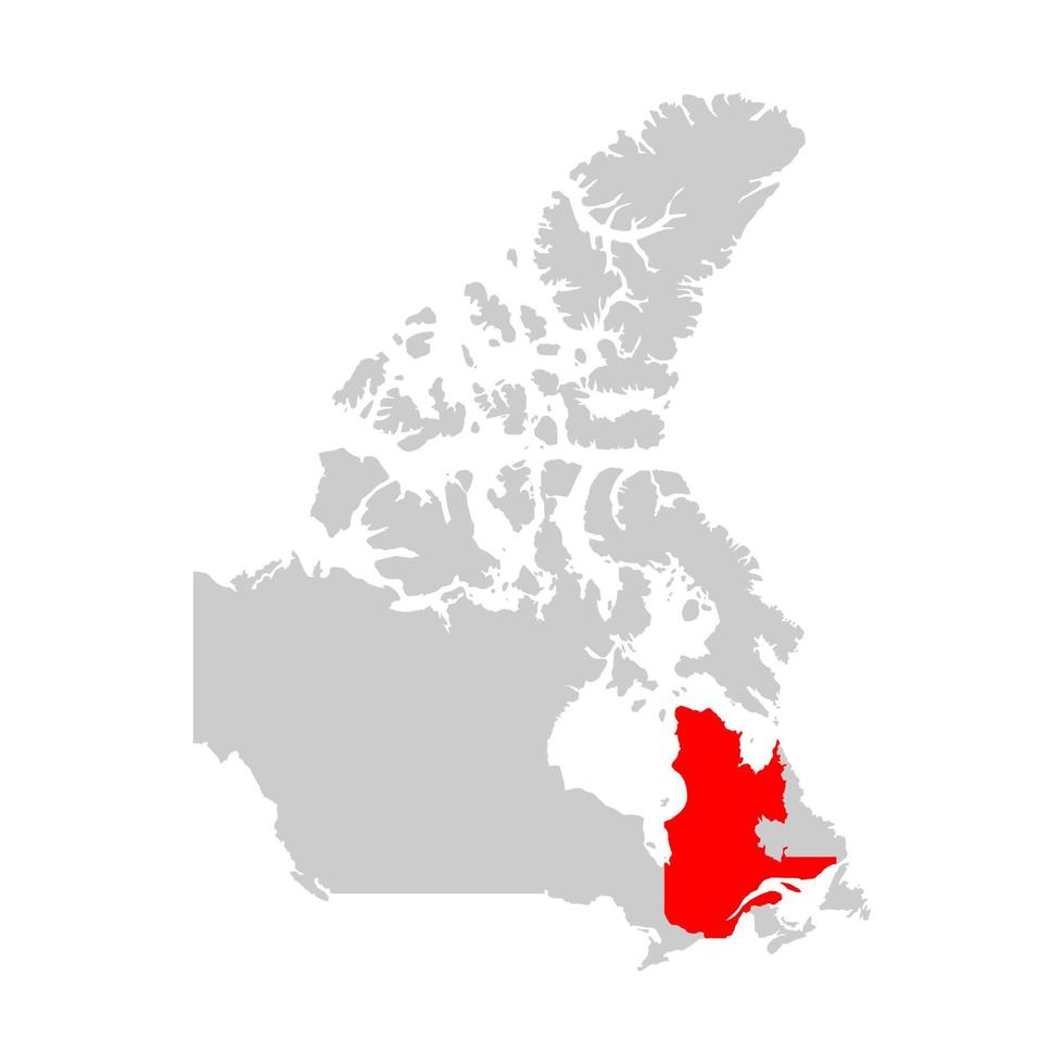 província de quebec destacada no mapa do canadá vetor
