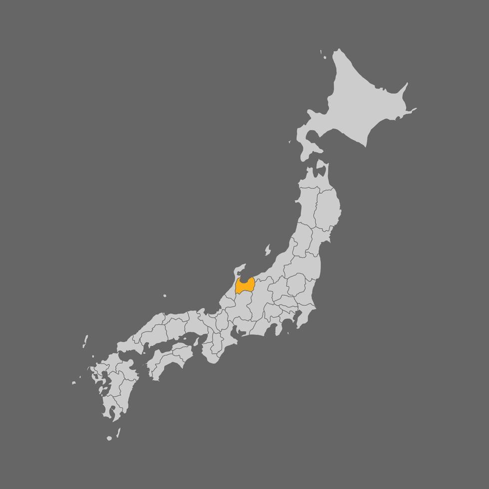 prefeitura de toyama destacada no mapa do japão vetor