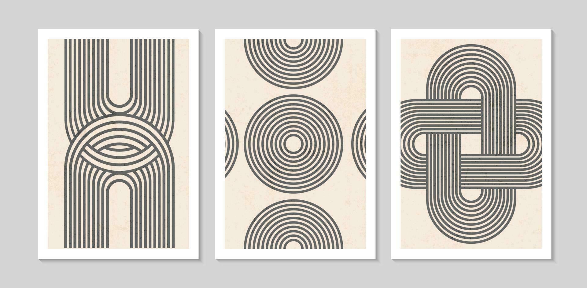 conjunto de forma de linha abstrata. fundo de design geométrico minimalista dos anos 20 para design de pôster, decoração de parede, cartão postal ou brochura. ilustração vetorial vetor