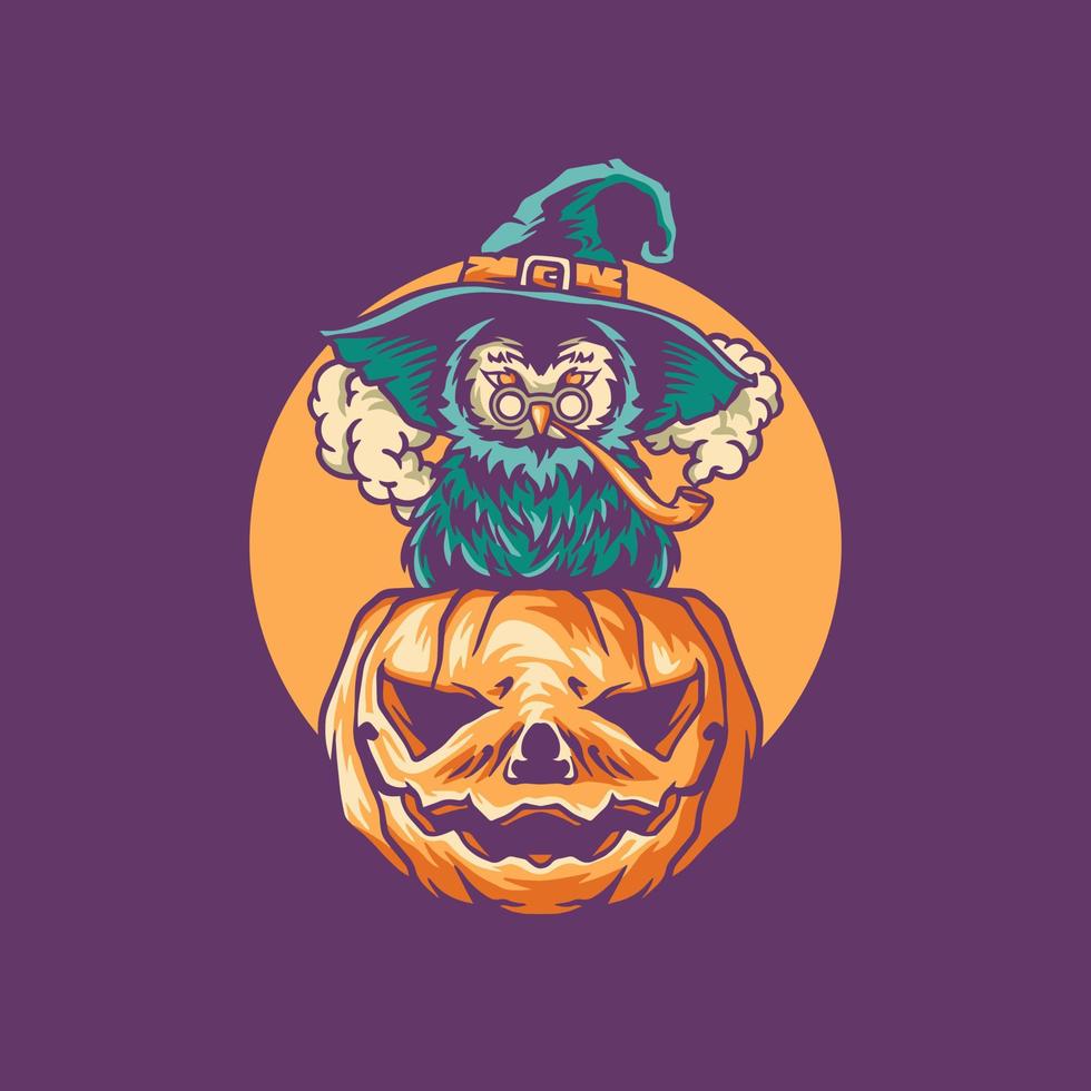 ilustração de abóbora de coruja de halloween vetor
