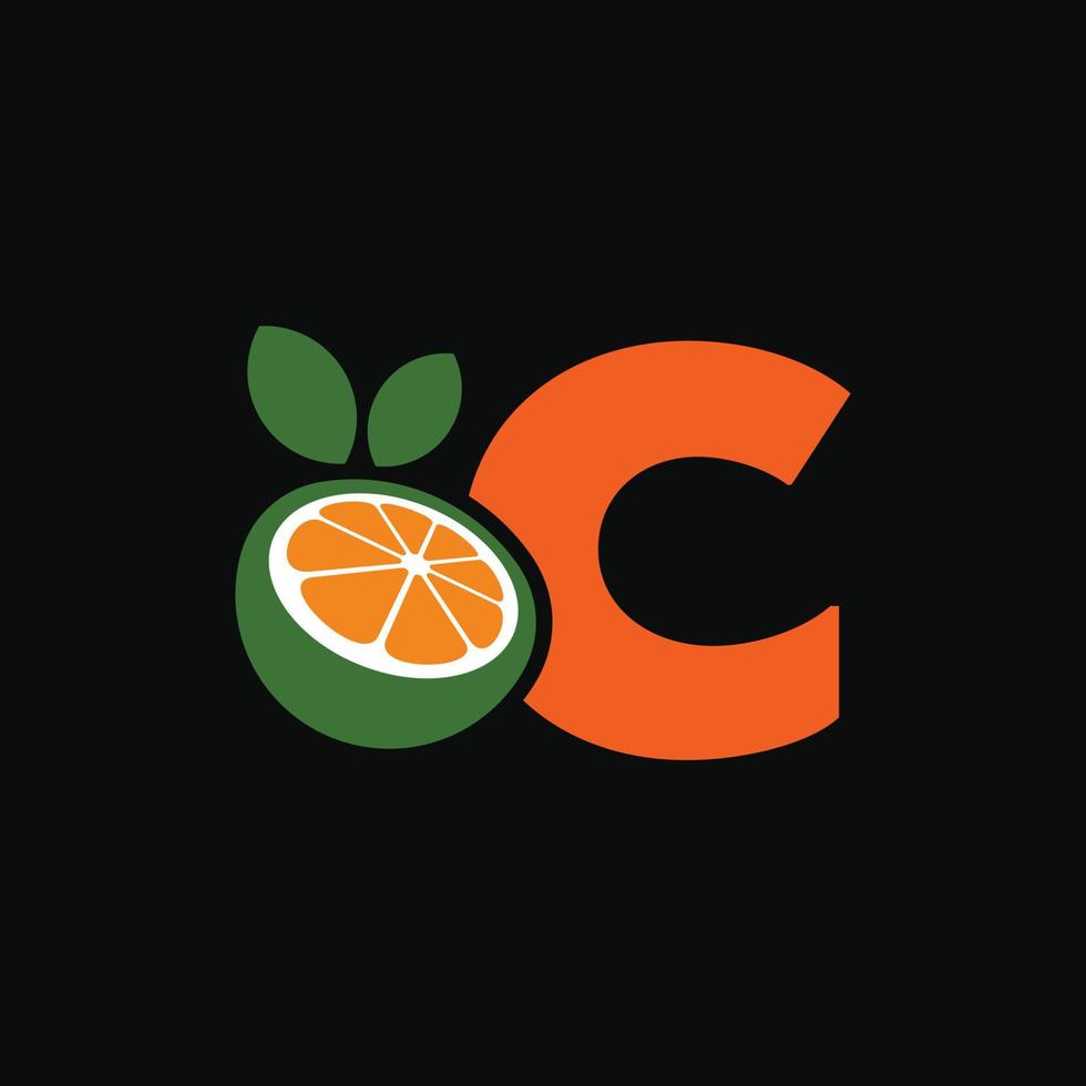 alfabeto laranja c logotipo vetor