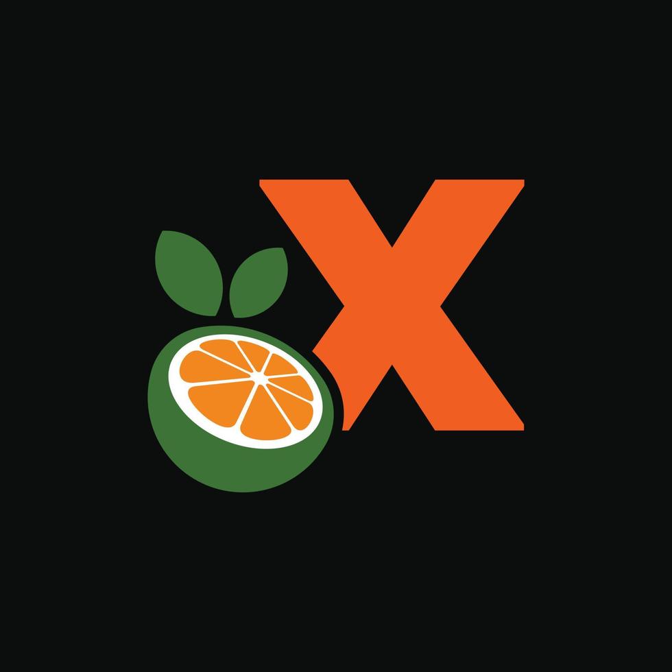 alfabeto laranja x logotipo vetor