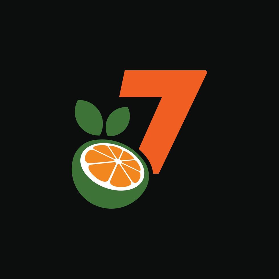 número 7 logotipo laranja vetor