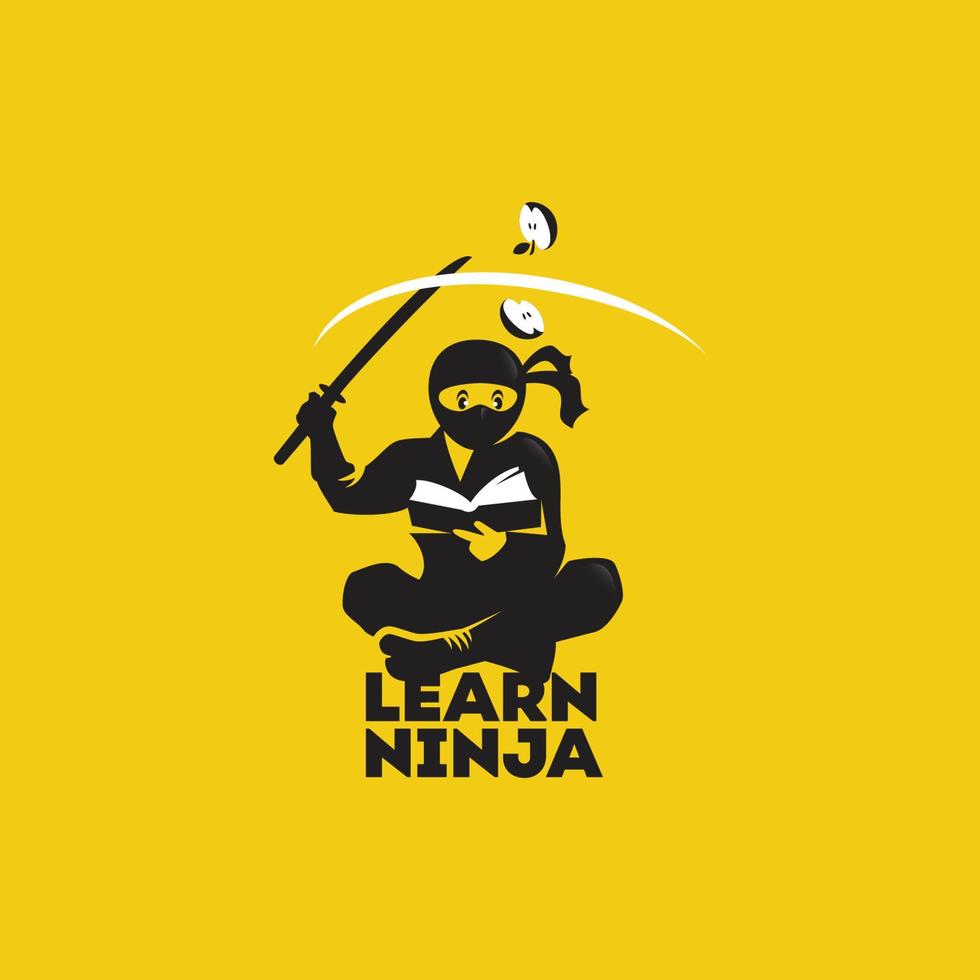 aprenda o logotipo ninja vetor