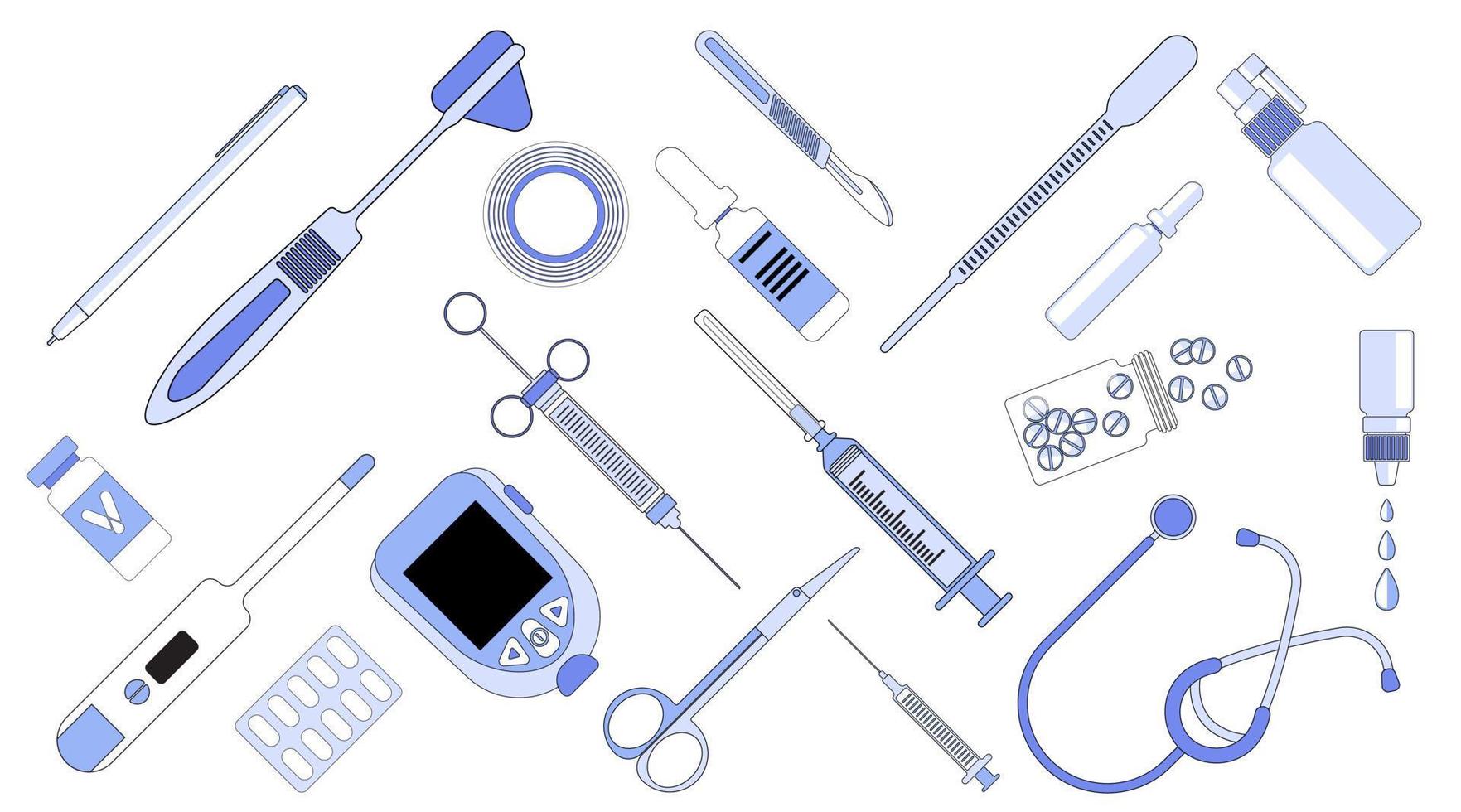 ilustrações vetoriais de design plano de ferramenta de equipamento médico vetor