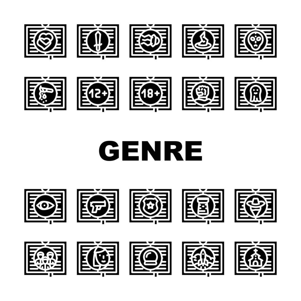 vetor de conjunto de ícones de classes de categorias de gênero literário