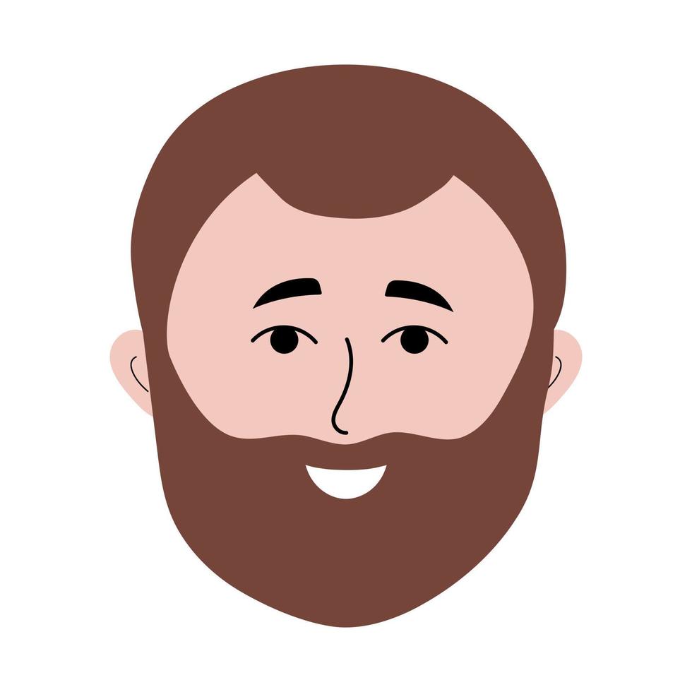 rosto de homem com barba no estilo doodle. avatar colorido de homem sorridente. vetor