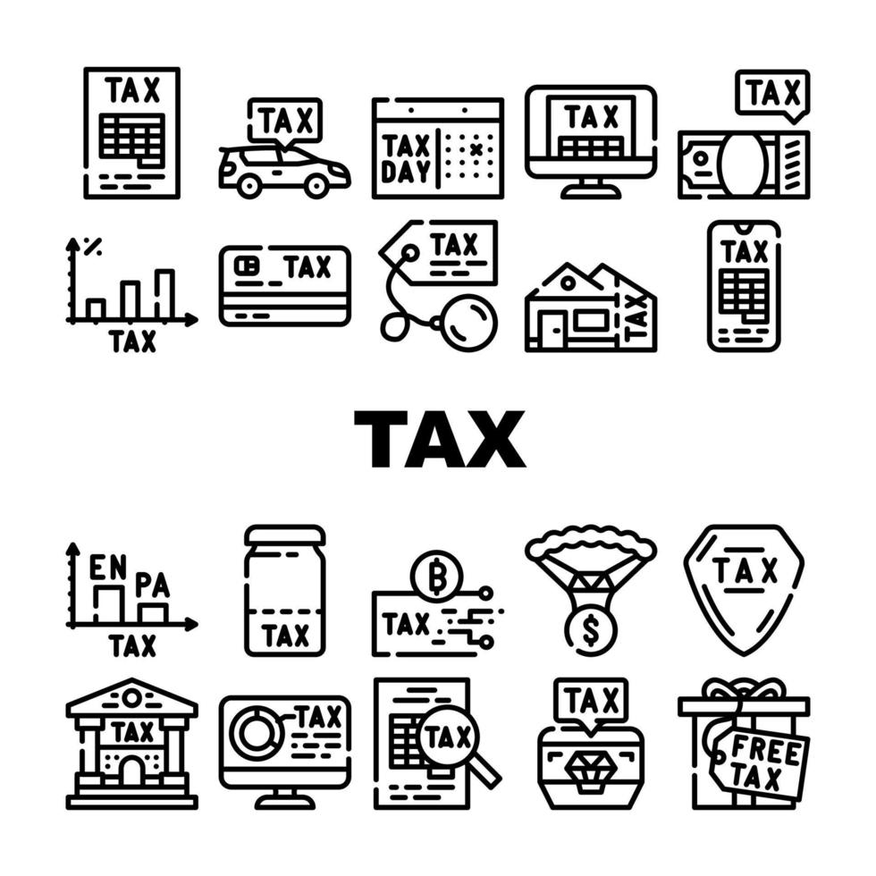 pagamento financeiro de imposto para o vetor de conjunto de ícones de renda