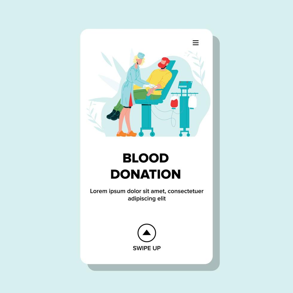 voluntário de doação de sangue em vetor de gabinete de clínica