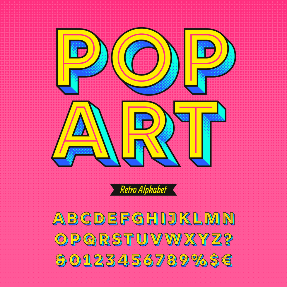 vetor de alfabeto retrô pop art