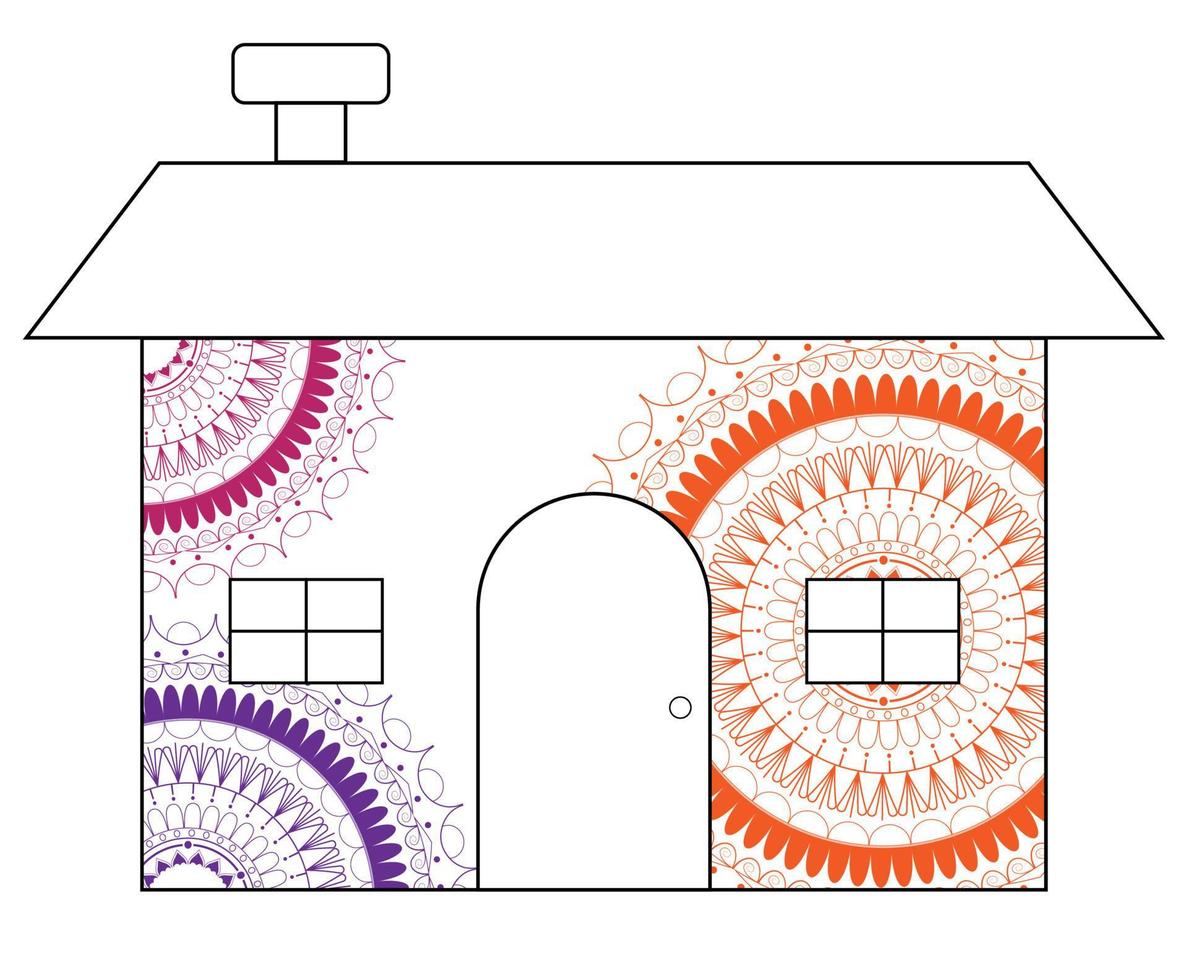 tipos de mandala são usados para criar o design da casa. projeto da casa. desenho de mandalas. projeto de casa. vetor