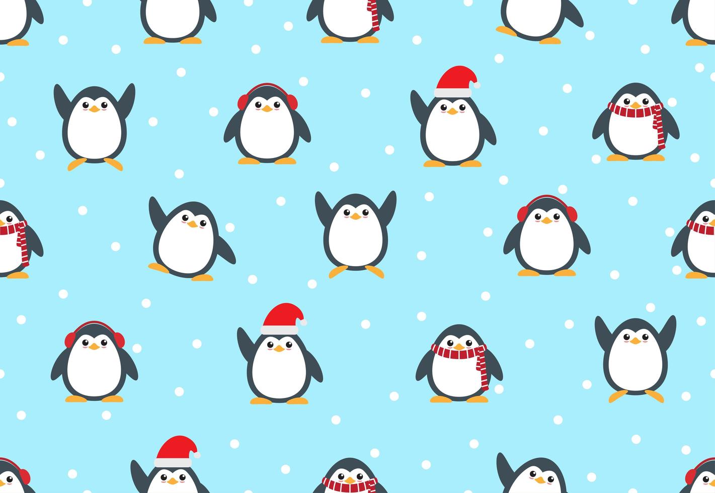 padrão sem emenda de pinguins de neve fofo vetor