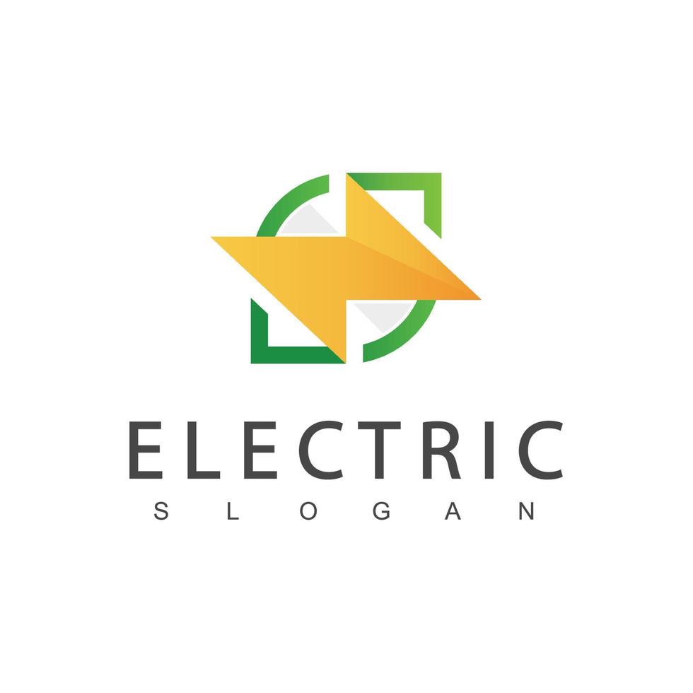 conceito de energia verde de logotipo elétrico usando o ícone de parafuso e folha vetor