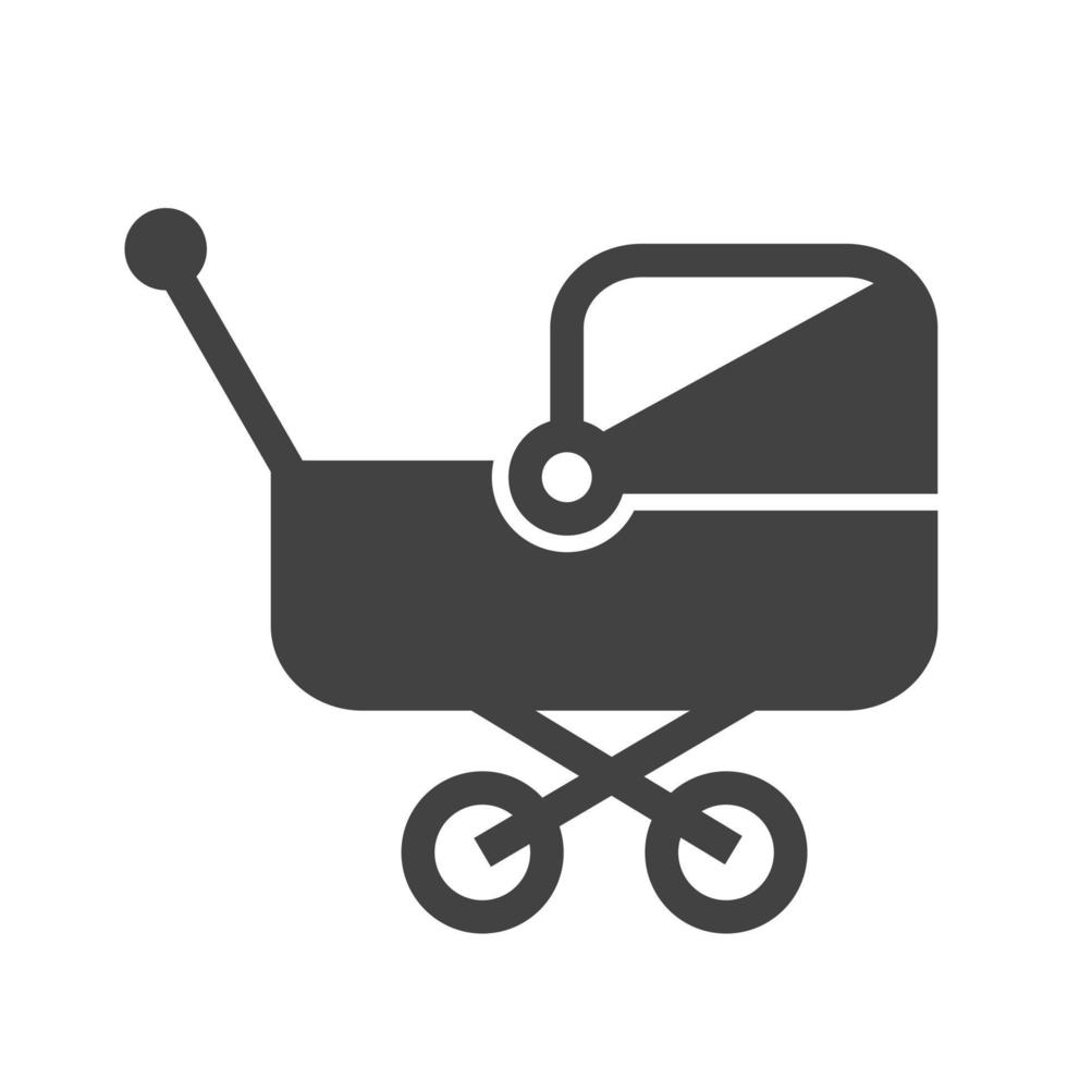 carrinho de criança i ícone preto de glifo vetor