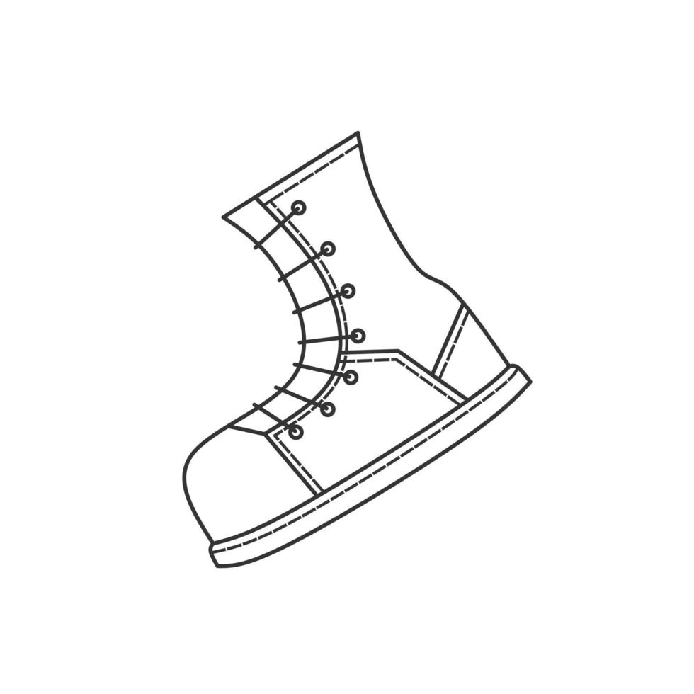 ícone de vetor de linha de botas com estilo de design de desenho animado