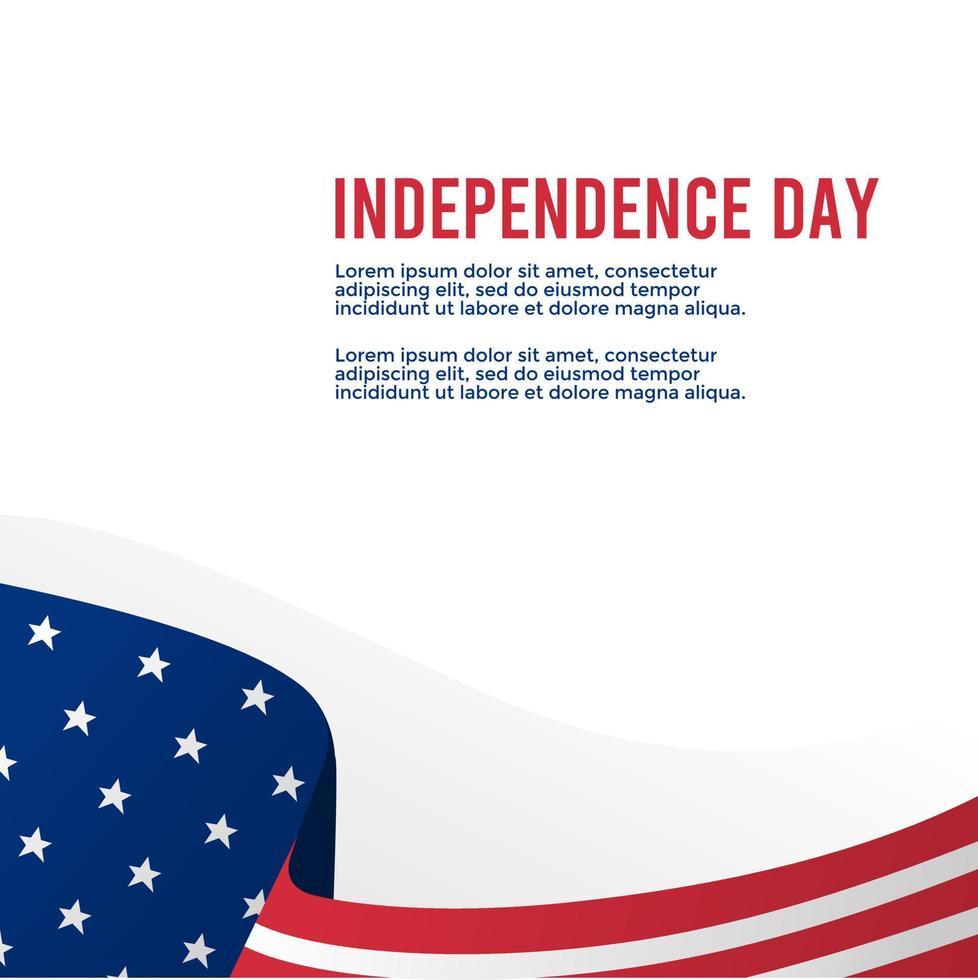 cartaz simples com bandeira americana para celebração do dia da independência americana em 4 de julho vetor