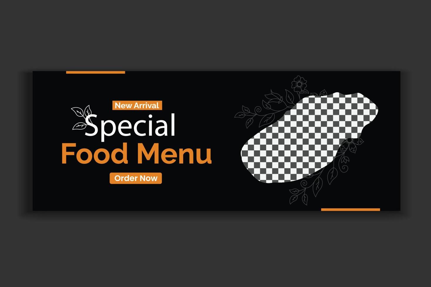 modelo de capa de mídia social de comida, design de banner web de comida de restaurante, modelo de mídia social. vetor livre