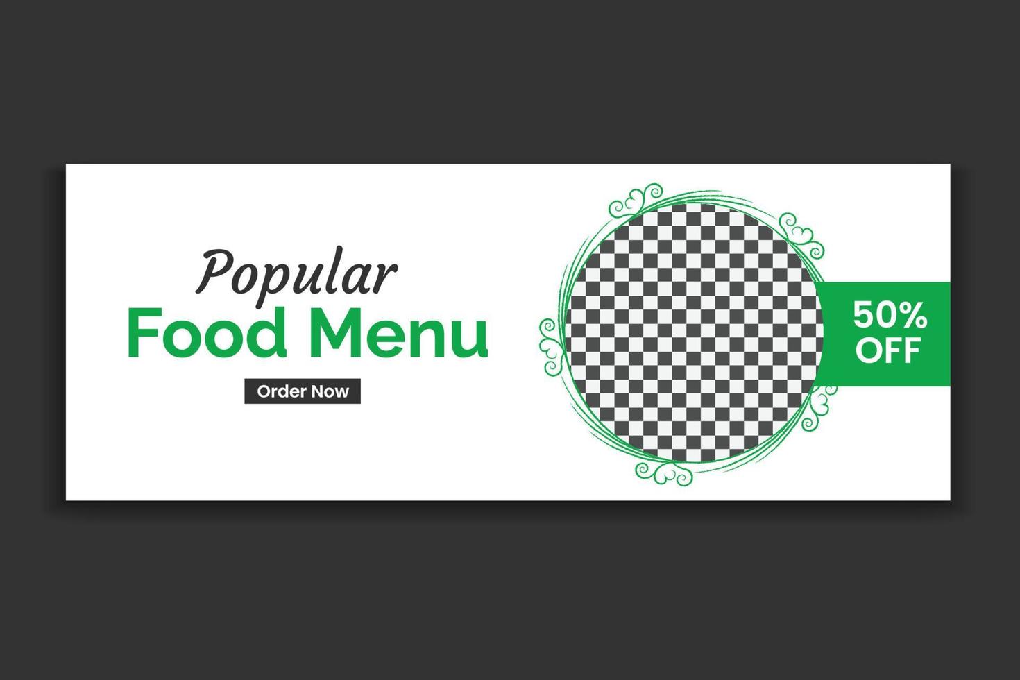 modelo de capa de mídia social de comida, design de banner web de comida de restaurante, modelo de mídia social. vetor livre