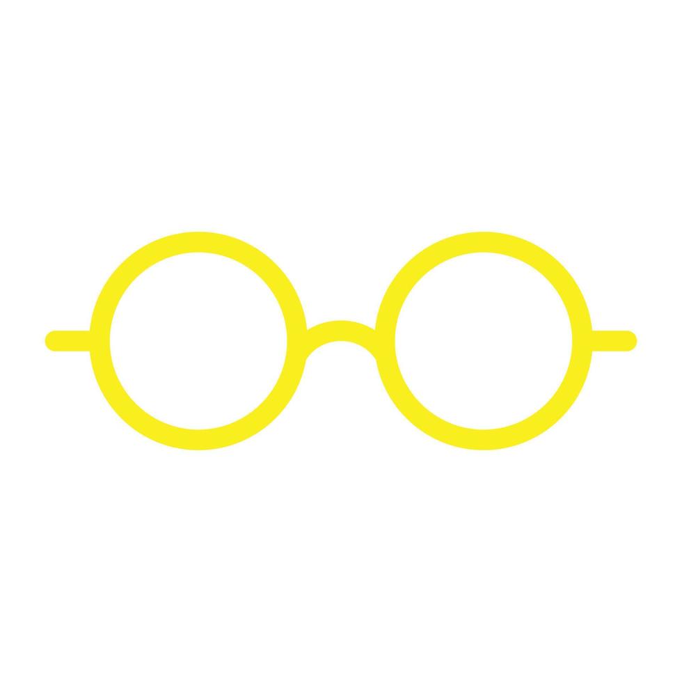 ícone de óculos redondos de vetor amarelo eps10 ou logotipo em estilo moderno simples e moderno isolado no fundo branco