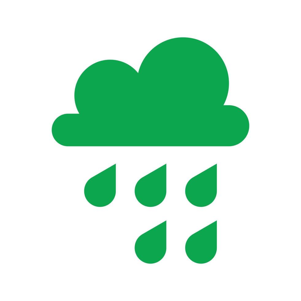 ícone sólido de chuva vetorial verde eps10 ou logotipo em estilo moderno simples e moderno isolado no fundo branco vetor