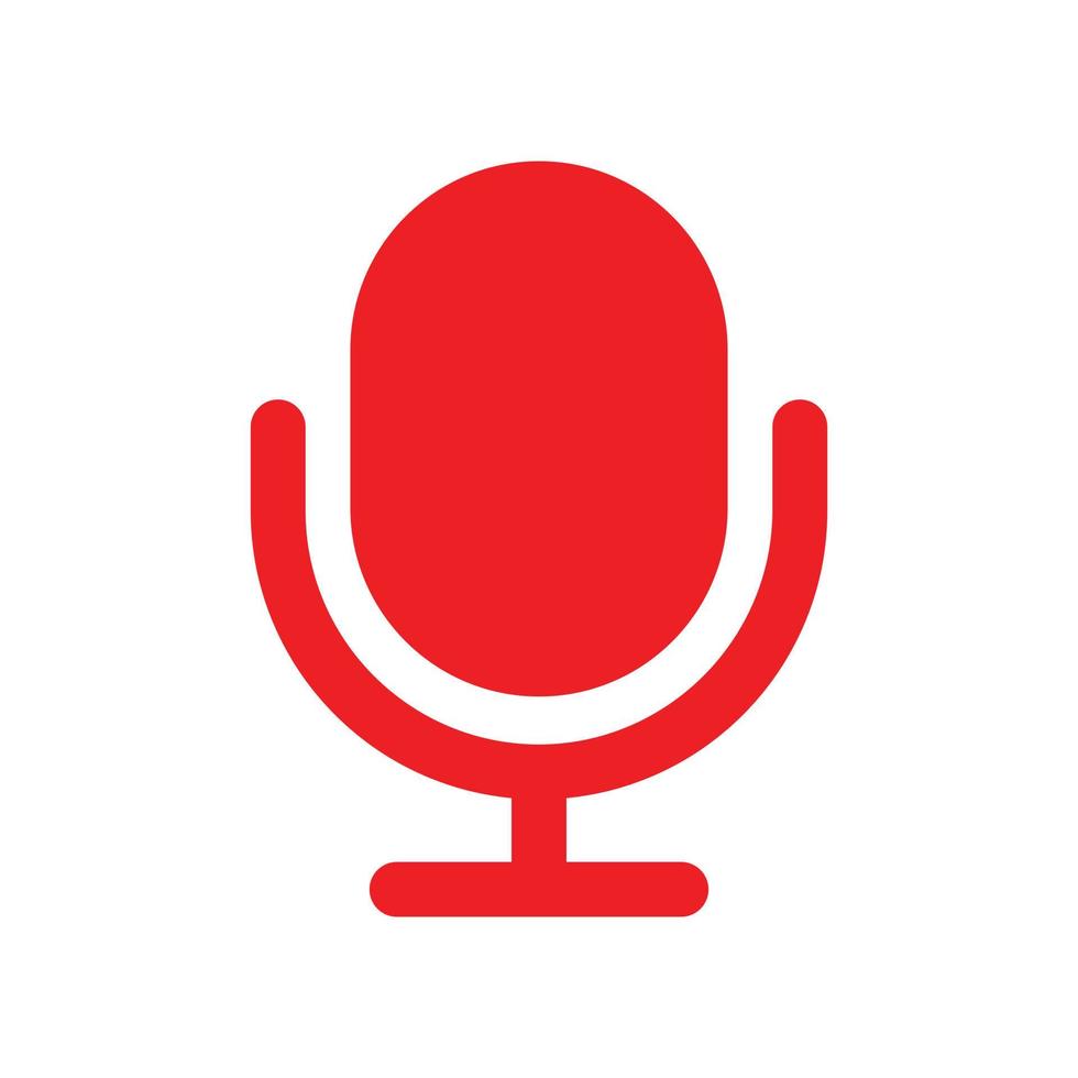 ícone de microfone de vetor vermelho eps10 ou logotipo em estilo moderno moderno plano simples isolado no fundo branco
