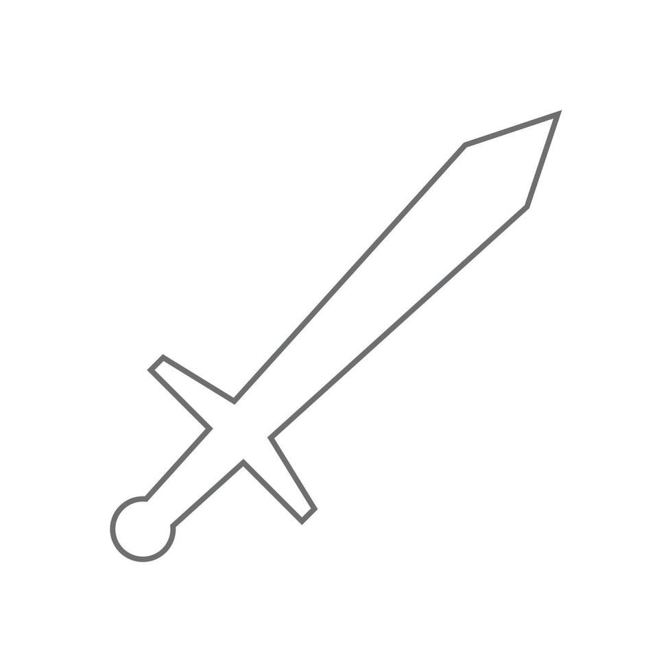 ícone de arte de linha de espada de vetor cinza eps10 ou logotipo em estilo moderno moderno plano simples isolado no fundo branco