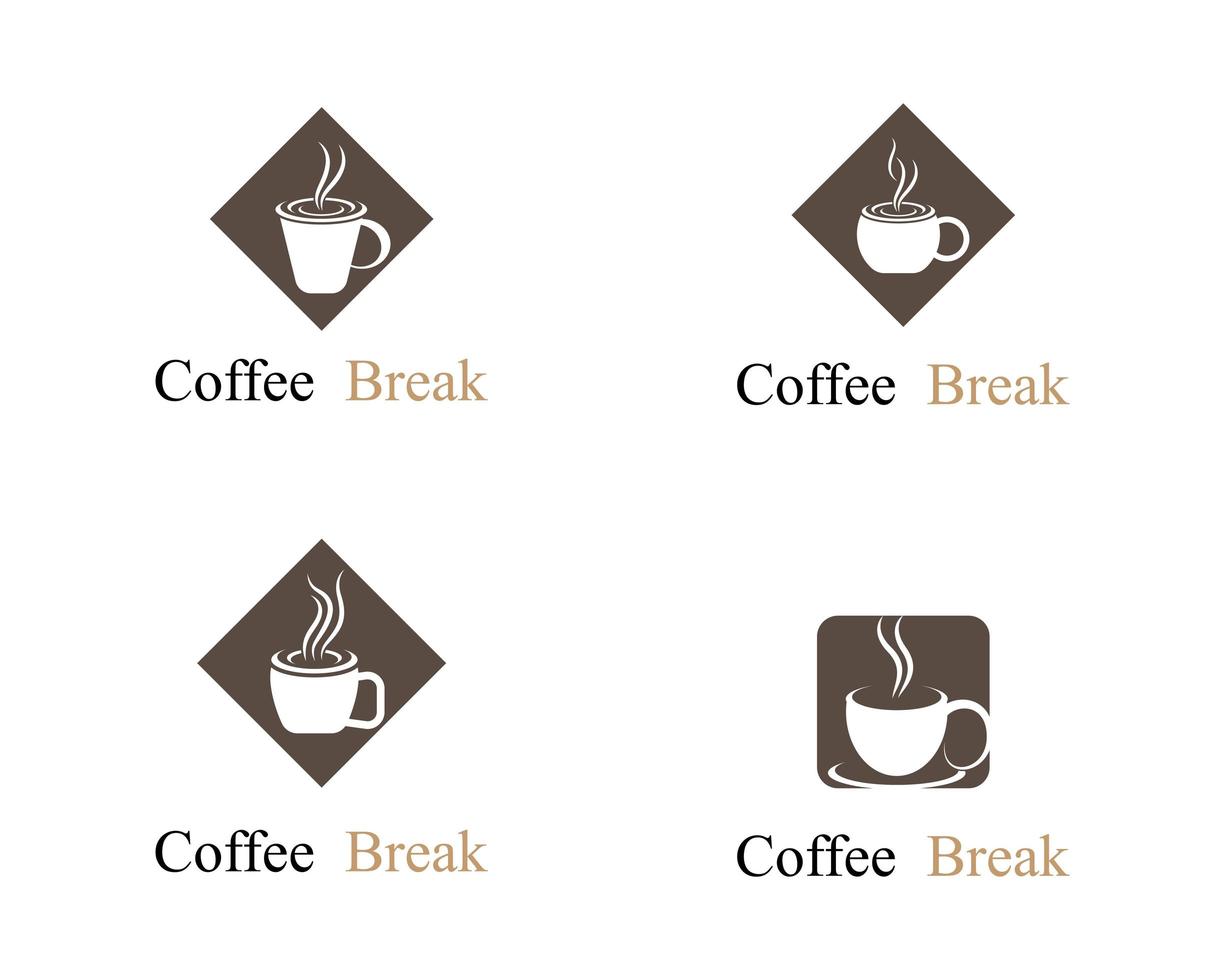 conjunto de logotipo de xícara de café vetor