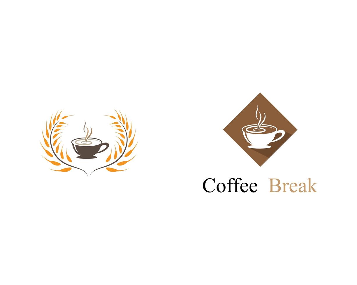 conjunto de logotipo de xícara de café vetor