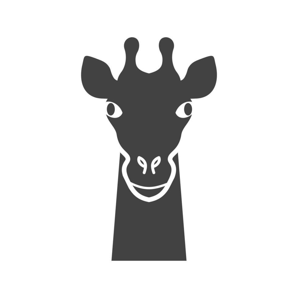 ícone preto de glifo de rosto de girafa vetor