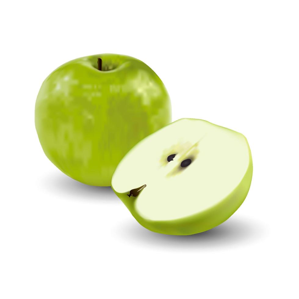 maçã verde cheia e meio vetor