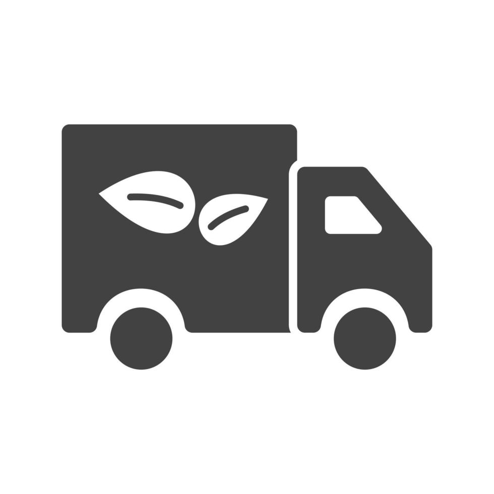 ícone preto de glifo de caminhão ecológico vetor