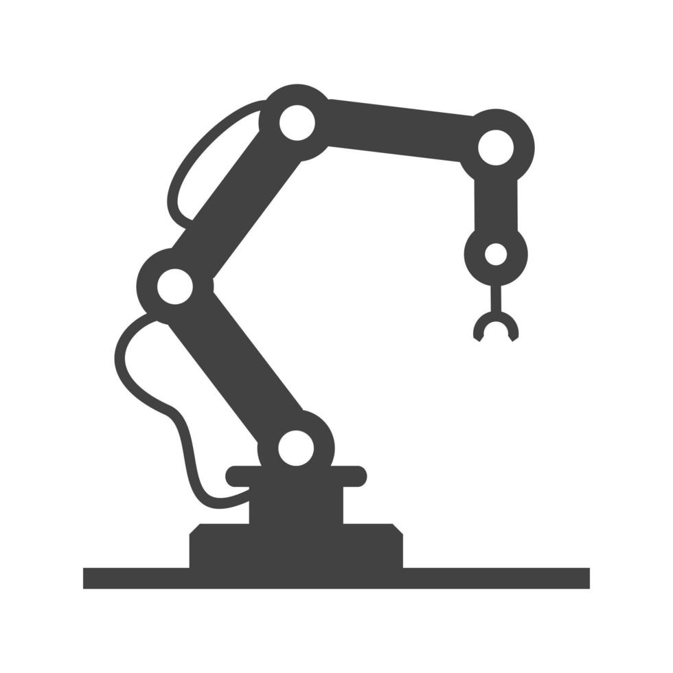 robô industrial e ícone preto de glifo vetor