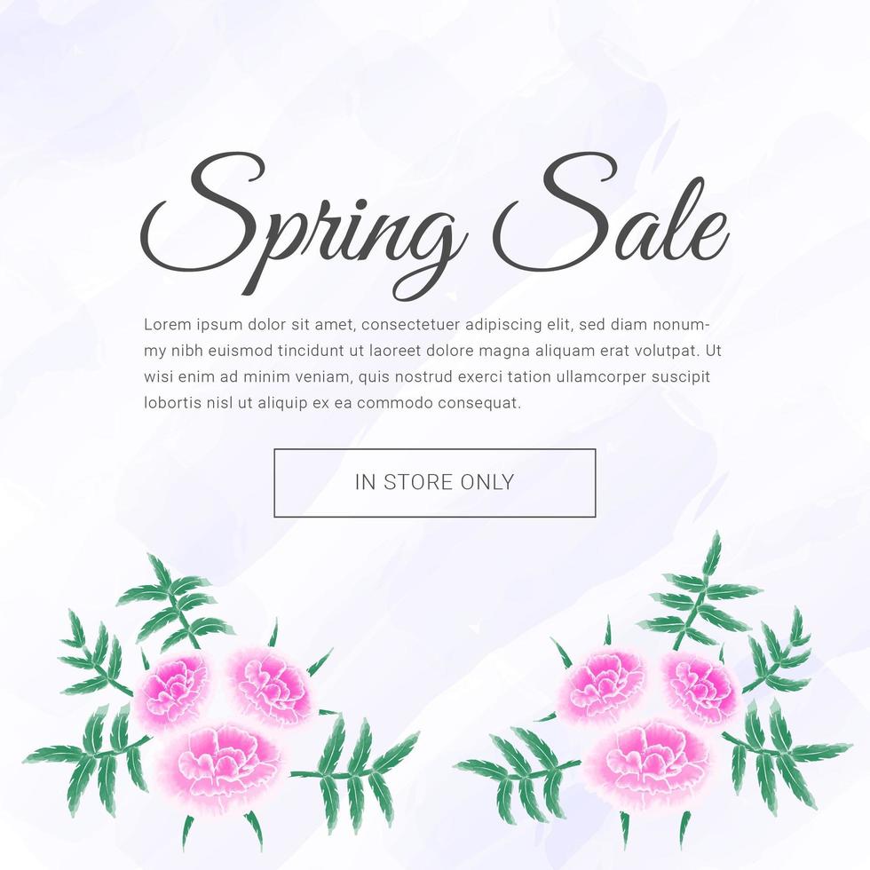 banner de vendas de flores rosa primavera vetor
