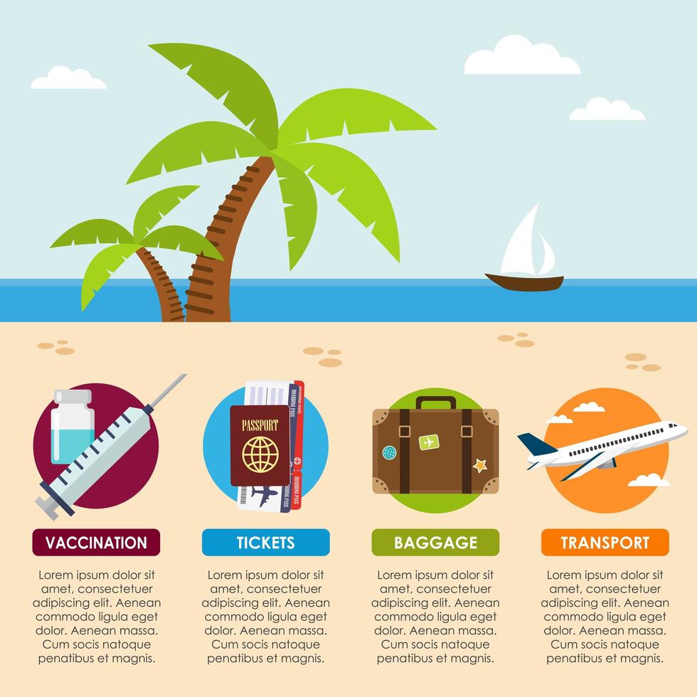 viajar na praia infográfico vetor