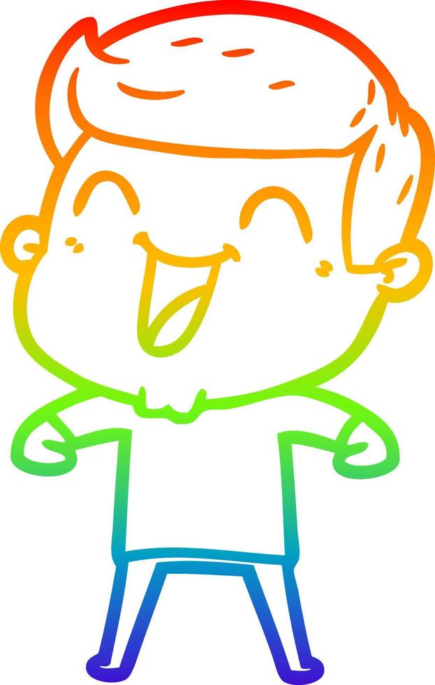 desenho de linha gradiente arco-íris desenho animado homem rindo vetor